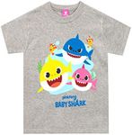 Pinkfong Boys' Baby Shark T-Shirt Grey Size 4