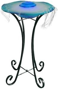 XBrand Floor Mist Fountain with 12 Color Changing LED lights and Inline Control, 27 inch Tall, Glass and Metal, Blue, Mist Water Fountain, Indoor Floor Water Fountain, Aromatherapy Mist Fountain
