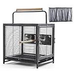 Yaheetech Travel Bird Cage Carrier Wrought Iron Budgie Cage with Black Net Cover for Small to Medium Sized Birds Parrotlets Lovebirds Conures Cockatiels