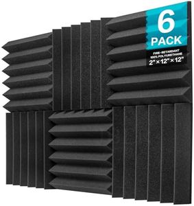 JBER 6 Pack Acoustic Foam Wedge, 2" X 12" X 12" Studio Soundproofing Panels Fire Resistant Sound Proof Padding Acoustic Treatment Foam (6 Square Feet, Charcoal)