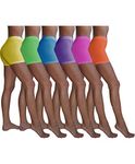 Sexy Basics Women's 6 Pack Cotton Stretch Light Weight Boyshort Boxer Brief Undershorts, 6 Pack- Neon-green/Orange/Blue/Pink/Purple/Yellow, L