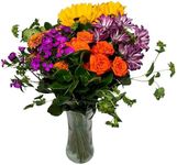 KaBloom PRIME NEXT DAY DELIVERY - Isabel Collection - Mixed Blooms Delight - With Vase - Gift for Birthday, Anniversary, Get Well, Thank You, Valentine, Mother’s Day Fresh Flowers