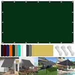 Sun Shade Sails 30 x 450 cm(12 x 177inch) Waterproof Sun Canopies for Patio 98% UV Block with Free Rope & Fixing Kit Pool Terrace Greenhouse Shade Cloth, Dark Green