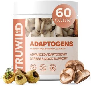 TRUWILD ADAPTOGENS Adrenal Support Stress Relief Blend with Natural Mood Boost - Ashwagandha, Maca, Siberian Ginseng, Cordyceps Mushroom, Holy Basil, Astragalus, Gotu Kola - 60 Capsules