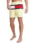 Tommy Hilfiger Men's 7” Flag Swim Trunks with Quick Dry, Tropical Yellow, Large