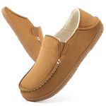 FamilyFairy Women's Moccasins Slippers Cozy Suede Memory Foam Houes Shoes Indoor Outdoor Breathable slippers Camel, 9