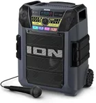 ION Block Rocker XL - Portable Bluetooth Outdoor Party Speaker, 220W, with Karaoke Microphone, Battery, 5 Speakers, Lights, Radio, USB Charging & App