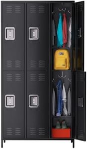 GarveeHome 6 Doors Metal Office Storage Cabinet, Metal Lockers for Employees with 12 Hooks and 6 Shelves, 72 Inch Tall Steel Storage Cabinet Locker for Home, Office, Gym, School, Black