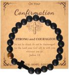 Confirmation Gifts for Men Teenage Boys Rosary Cross Beaded Bracelets for Men Male Friends Grandson Christian Gifts for Men Faith Inspirational Catholic Religious Gifts for Baptism Birthday Christmas