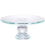 Uten Crystal Glass Cake Stand, 10.7'' Cake Display Stand, Crystal Glass Fruit Plate, Clear Crystal Cake Stand, Display Desserts Holder for Wedding Cakes Serving Platters