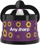 AnySharp – EDITIONS – Hands Free Knife Sharpener - Easy to Use Sharpening Tool w/PowerGrip Suction Base and 20-Degree Pre-set Angle - For All Knives: Chef’s, Serrated, and Hardened Steel - Sunflower