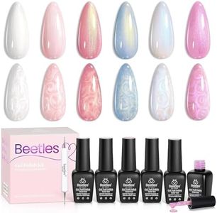 beetles Gel Polish Pearl Gel Nail Polish 6 Colors Shimmer Glitter White Pink Blue Nail Polish Mermaid Gel Soak Off Uv Led Spring Summer Gel Swirl Thread Effect DIY Manicure Art