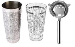 Rudra Exports Premium Cocktail Shaker Set with Detailed Size Scale and 7 Cocktail Recipes Made of 304 Stainless Steel Thick Glass Bar Cocktail Shaker Kit Home Martini Drink Mixer Set of3 Pcs..