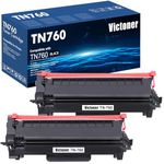 TN-760 TN760 2 Packs High-Yield Black Toner Cartridge Multipack Compatible for Brother TN760 TN730 TN-760 TN-730 TN 760 730 DCP-L2550DW HL-L2390DW MFC-L2710DW MFC-L2750DW MFC-L2730DW Printer