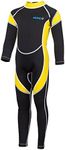 SAILBEE 2MM Neoprene One Piece Full Wetsuits for Kids Boys Girls Back Zipper Swimsuit UV Protection (M016 Yellow, Size 8)