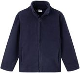 Noomelfish Girls Full Zip Soft Polar Fleece Jacket Outerwear Coat With Pockets, Navy Blue, Size 5-6 Years