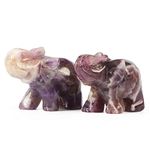 Artistone 1.5" Amethyst Crystal Elephant Figurine Hand-Carved Gemstone Healing Crystal Figurine Animal Collection Statue Pack with Gift Box (Pack of 2)