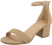 TOP Moda Women's Strappy Velvet Stacked Block Heel Dress Sandal,8 B(M) US,Taupe