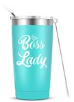 Boss Lady Mug Tumbler-Unique Christmas Birthday Gifts for Women Boss Female Mom Stainelss Steel Wine Tumbler with Staw and Lid Friend Gifts 20oz MINT