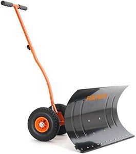 Pelle à neige sur roues FUXTEC, pliable, réglable en hauteur et en angle de poussée - déneigement confortable, lame 75 cm largeur de travail - hauteur 42 cm, protège votre dos