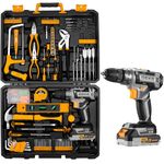 Cordless Drill Tool Kit Set: DEKO 20V Power Drill Tool Box with Battery Electric Drill Driver for Men Home Hand Repair Basic Toolbox Tools Sets Drills Case,186 Pieces