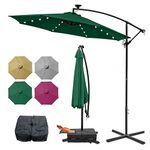 gardenia Home & Garden Offset Cantilever 32-Solar LED Patio Umbrella 10ft Perfect for Bistros, Markets & Patios Including Canvas & Cross Base with 8 Strong Steel Ribs & air Vent for Sun & Outdoor