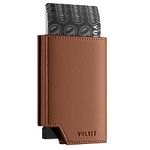 VULKIT Men's Wallet Minimalist Pop Up Card Holder RFID Blocking Magnetic Closure Leather Wallet with ID Window for Cash & Credit Cards Up To 11 Cards, Brown, Minimalist