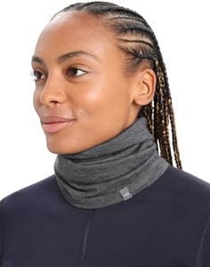 Icebreaker Merino Adult Unisex Flexi Chute Wool Winter Neck Buff/Gaiter for Men or Women, Jet Hthr, One Size