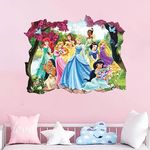 Beautiful castle princess 3D wall stickers for kids room highly fairy tale cartoon decorative wall pictures for girls room decor gifts (UV70015T)