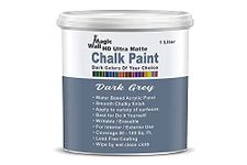 MagicWall Chalk Paint Dark Colors 1 Liter - Matt Finish Water Base Acrylic Paint Coverage : 80 to 100 Sq. Ft. Apply on Surfaces Like Walls, Boards, Furniture & Home Décor Products. (Dark Grey)