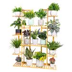 Medla Plant Stands Outdoor, Bamboo Tiered Plant Stands Indoor Ladder Shelf for Plants Corner Garden Shelving Plant Pot Stand Outdoor for Garden Balcony Living Room