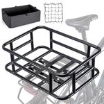 CXWXC Rear Bike Basket - Large Bicycle Rear Basket with Cargo Net and Liner-Rear Cargo Rack Bike Basket for Bike, Electric Bike, Ebike