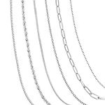 RIOSO 6Pcs Silver Chain Necklaces f