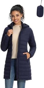 ZMC Packable Women Puffer Coat, Lightweight Water-Resistant Puffer Jacket Detachable Hood Slim-Fit Winter Coat for Women(navyblue,XXL)