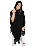 MANRA Women Solid Cape Coat (SC 21 KASHMIRI CAP WITH FUR BLACK_Black_Free Size)