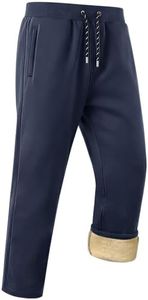 Gihuo Men's Winter Warm Fleece Pants Sherpa Fleece Lined Jogger Pants Sweatpant Athletic Running Straight Cuff Pants (Navy, XX-Large)