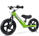 KRIDDO Pro Toddler Balance Bike for 2+ Year Old, 12 Inch Push Bicycle w Hand Brake & Kickstand, Gift Bike for 2-5 Boys Girls, Green