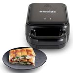 Breville Solo SnackMaster | Mini Toastie Maker & Snack Maker for Pancakes, Omelettes, Toasted Sandwiches & More | Wipe Clean, Non Stick Plates | Black [VST102]