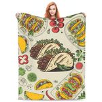 Zeleda Taco Blanket Taco Tuesday Party Flannel Fleece Food Throw Blanket Super Soft Lightweight Cozy Blankets for Sofa Couch Bed Camping Travel 60""x50"" Mexican Taco Gifts for Kids Adults Taco Decor