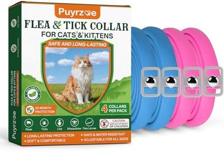 Puyrzoe Flea Collar for Cats 4 Pack, Natural Cat Flea and Tick Prevention Collar, 32-Month Full Protection, Adjustable Cat Flea and Tick for Kittens and Cats, Waterproof, 2 Pink & 2 Blue
