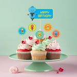 Untumble Robot Theme Birthday Decoration For Boys | Cup Cake Toppers For Robot Birthday Decoration | Pack of 12