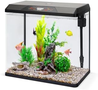 JumblPets Starter Fish Aquarium Kit, 10 Gallon, Complete Beginner Glass Fish Tanks Set with LED Lighting, Internal Filtration System, Filter Media Set, Hood & Lid, Ideal for Freshwater and Marine Fish