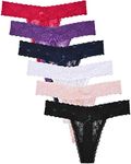 Yrendenge 6 Pack Lace Thongs for Women Multicolor Lace Panties G-Strings Ladies Thongs Breathable Underwear Knickers with Bow-Knot