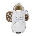 E-FAK Baby Shoes Boys Girls Infant Sneakers Non-Slip Rubber Sole Toddler Crib First Walker Shoes(08 White, 12-18 Months Infant)