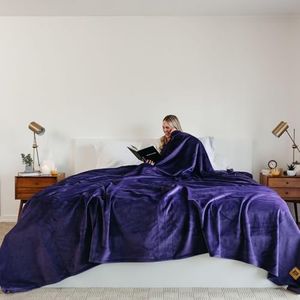 Big Blanket Co Original Stretch Purple | Extra Large Blanket | 100 Square Feet | Soft, Giant Blanket That Fits The Whole Family | The Biggest, Best Blanket of 2025