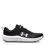 Under Armour Unisex-Child Pre School Assert 9 Alternate ClosureRunning Shoe, (001) Black/White/White, 1 Little Kid