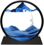 Moving Sand Art Picture in Motion Round Glass 3D Deep Sea Landscape, Dynamic Sand Art Sandscapes, Sensory Relaxing Desktop Table Decor Desk Decor Art Desk (Bule)