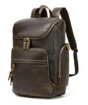 LANNSYNE Retro Distressed Cowhide Leather Backpack for Men fits 16" Laptop Rucksack Travel Weekender Daypack, Brown, L, Daypack Backpacks