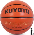 KUYOTQ Size 5 Composite Leather Basketball 27.5" for Youth/Kids Wear Resistant Basketball Perfect for Boys, Girls for Game and Training(with Pump+Neddles)