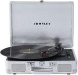 Crosley CR8005F-SI Cruiser Plus Vintage 3-Speed Bluetooth in/Out Suitcase Vinyl Record Player Turntable with Built-in Speakers, Silver